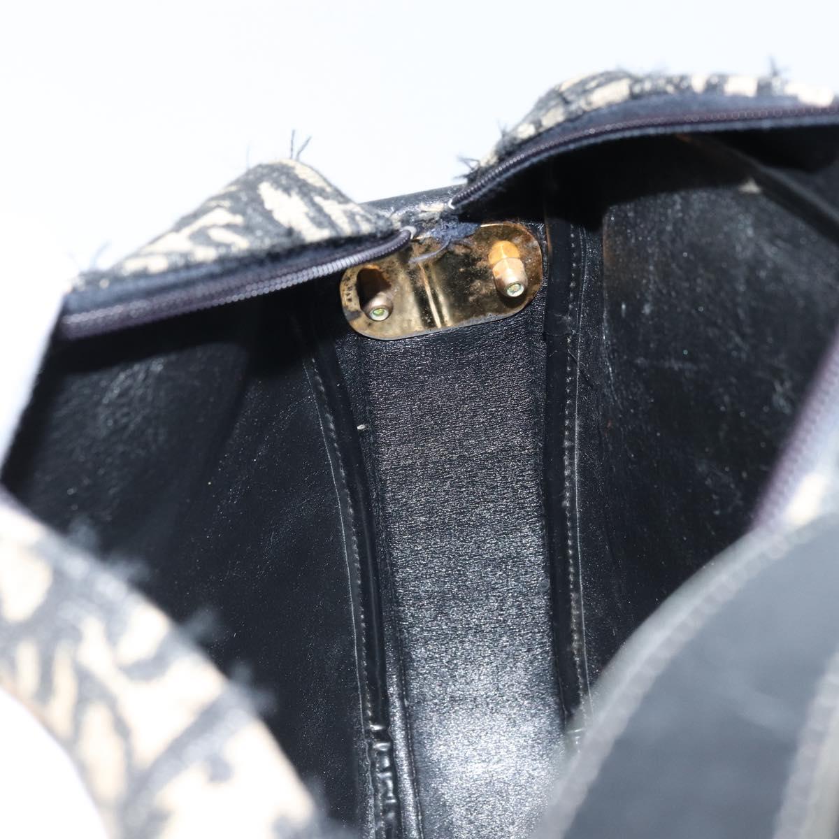 Christian Dior Trotter Canvas Shoulder Bag Black Gold Auth LNZ705