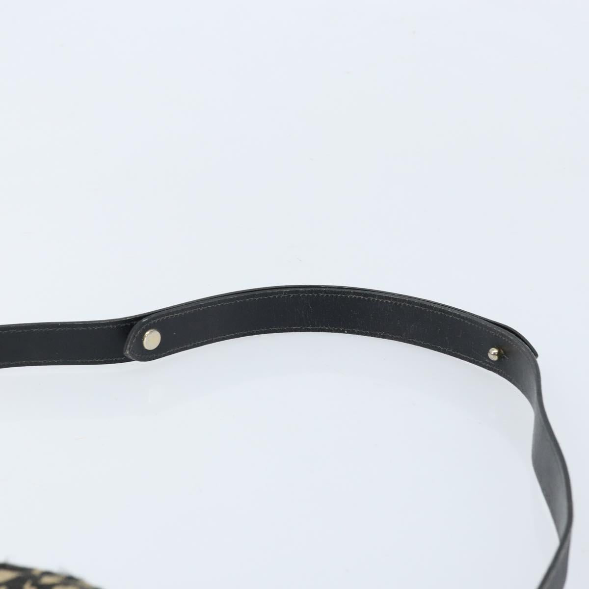 Christian Dior Trotter Canvas Shoulder Bag Black Gold Auth LNZ705