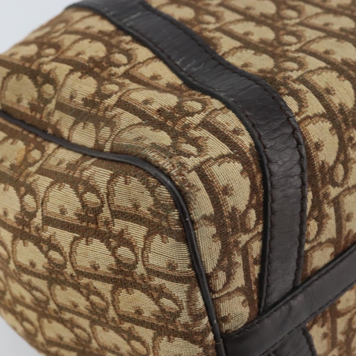 Christian Dior Trotter Canvas Boston Bag Beige Gold Auth LNZ706