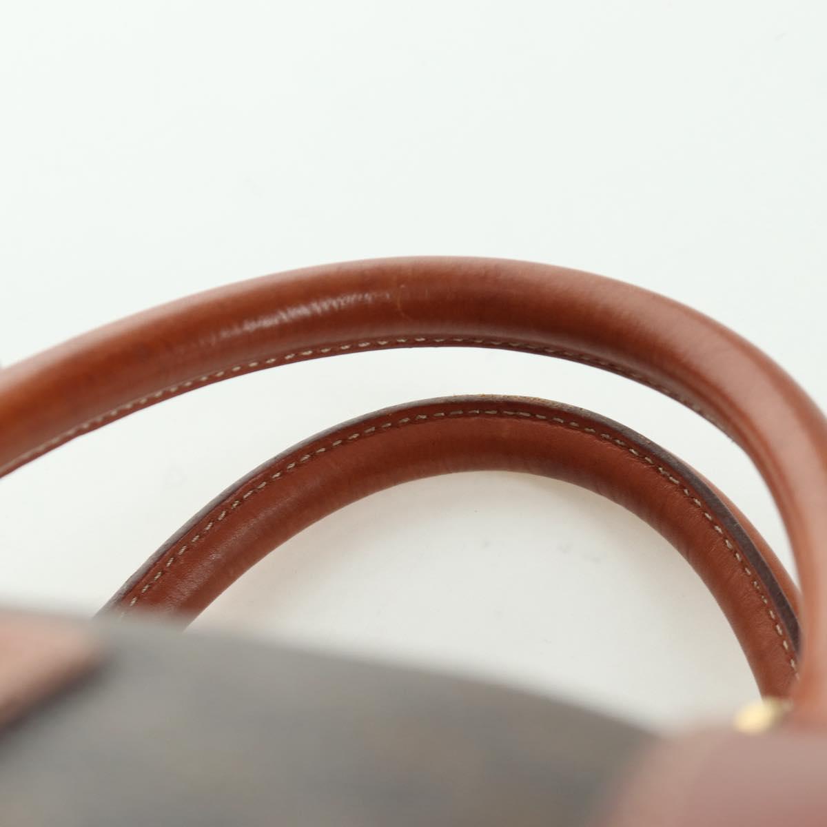 CELINE Macadam Canvas Boston Bag PVC Leather Brown Gold Auth LNZ708A