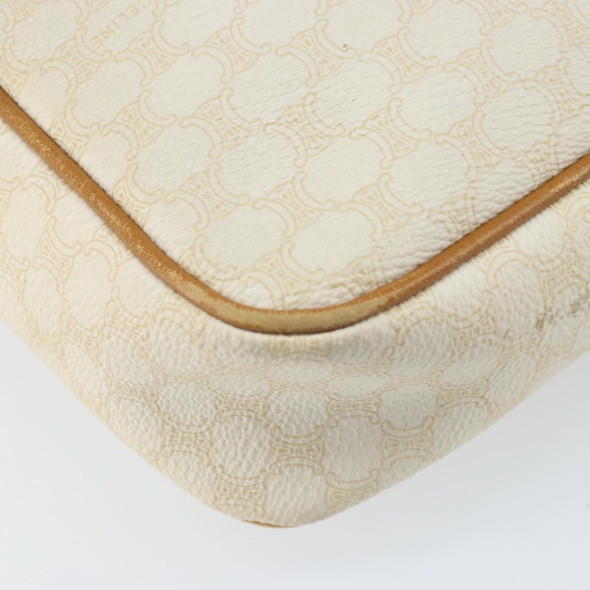 CELINE Macadam Canvas Shoulder Bag PVC Leather Ivory Gold Auth LNZ709
