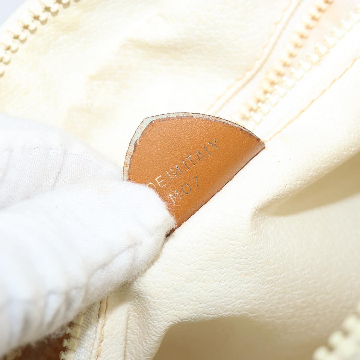 CELINE Macadam Canvas Shoulder Bag PVC Leather Ivory Gold Auth LNZ709