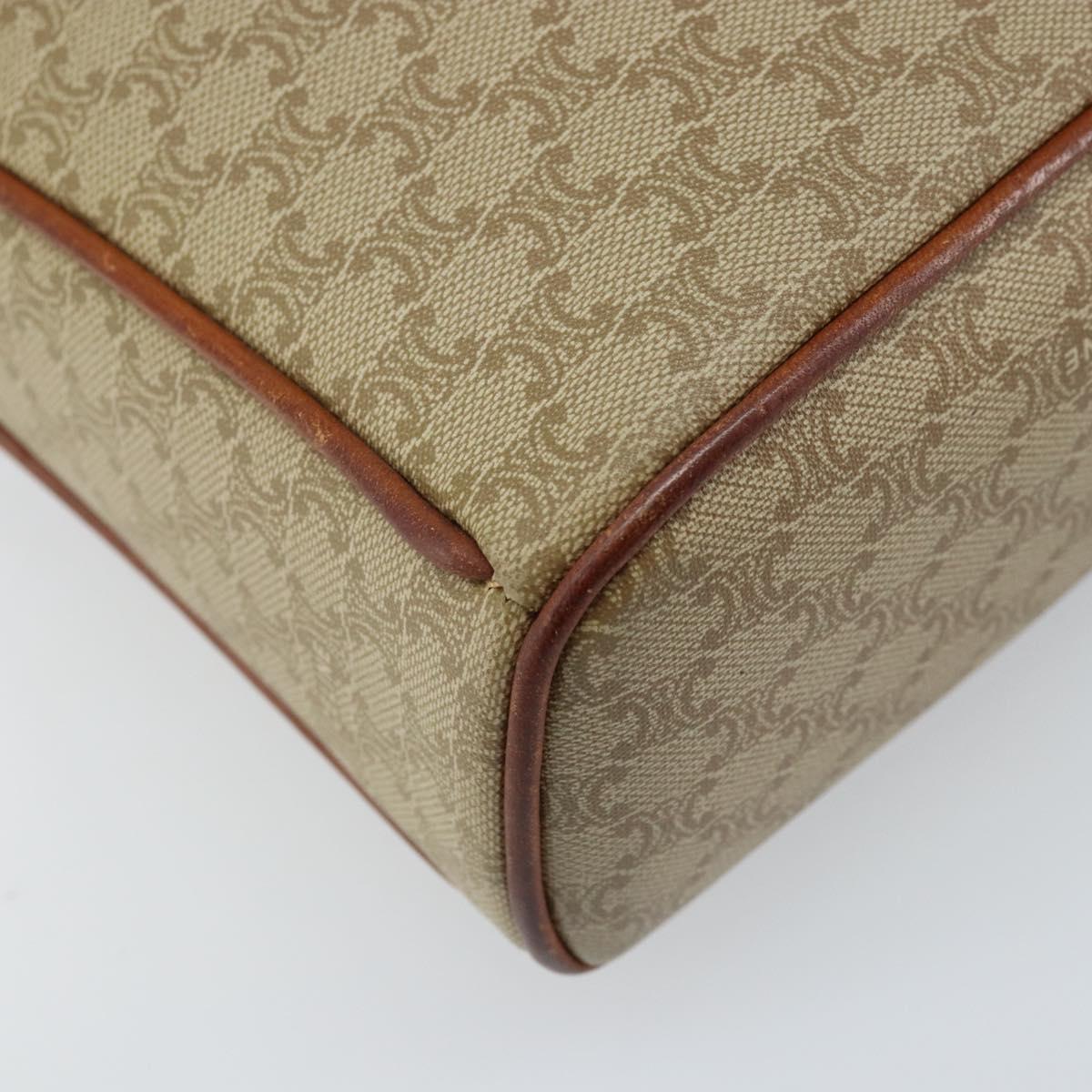 CELINE Macadam Canvas Shoulder Bag PVC Beige Gold Auth LNZ711