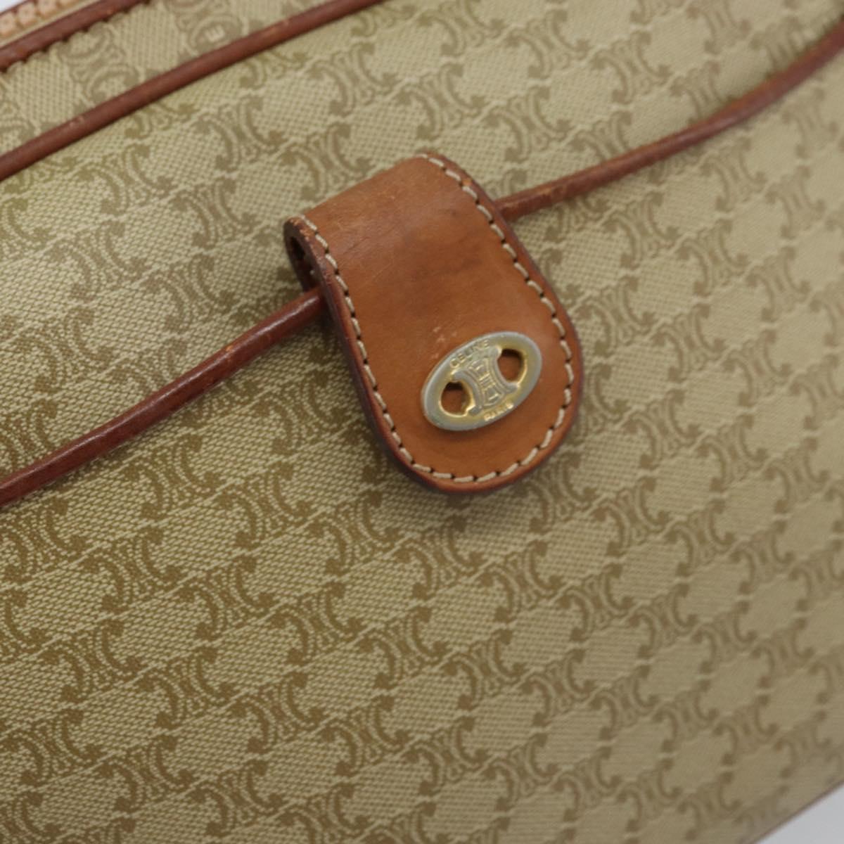 CELINE Macadam Canvas Shoulder Bag PVC Beige Gold Auth LNZ711