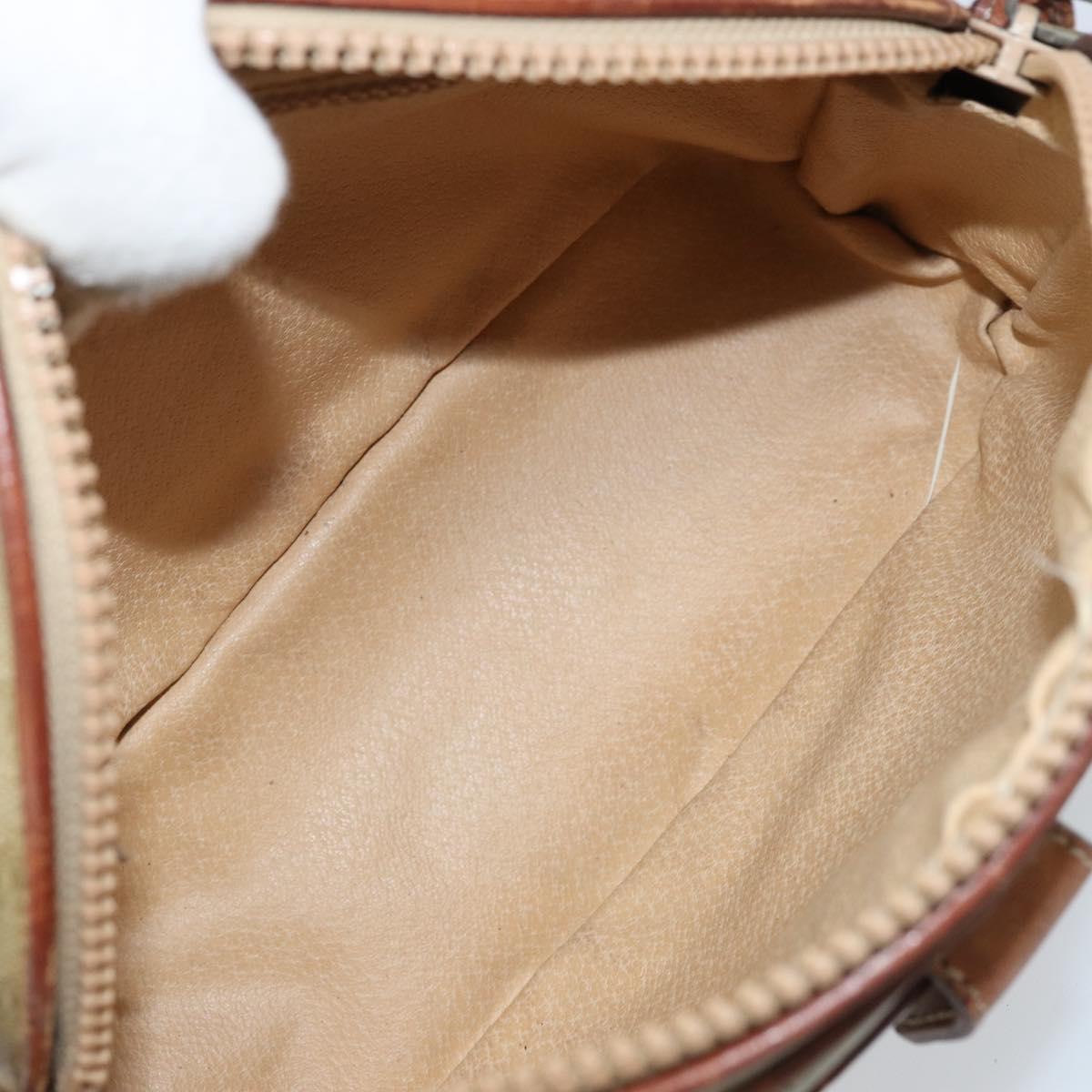 CELINE Macadam Canvas Shoulder Bag PVC Beige Gold Auth LNZ711