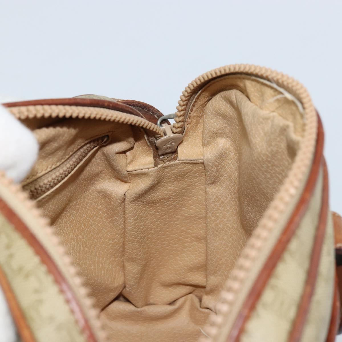 CELINE Macadam Canvas Shoulder Bag PVC Beige Gold Auth LNZ711