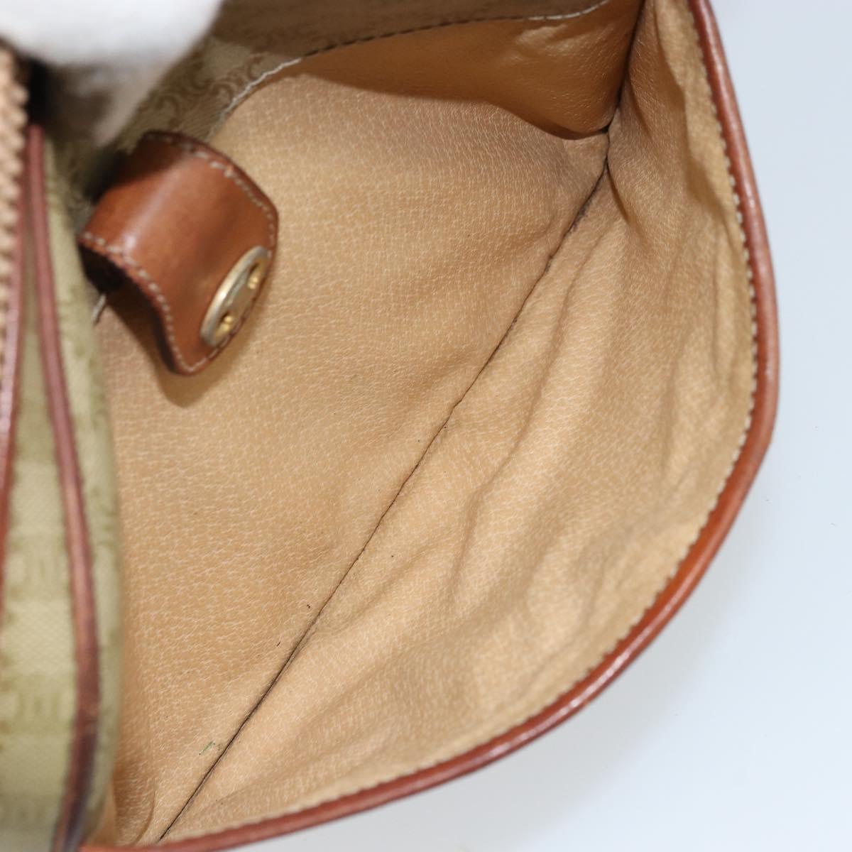 CELINE Macadam Canvas Shoulder Bag PVC Beige Gold Auth LNZ711