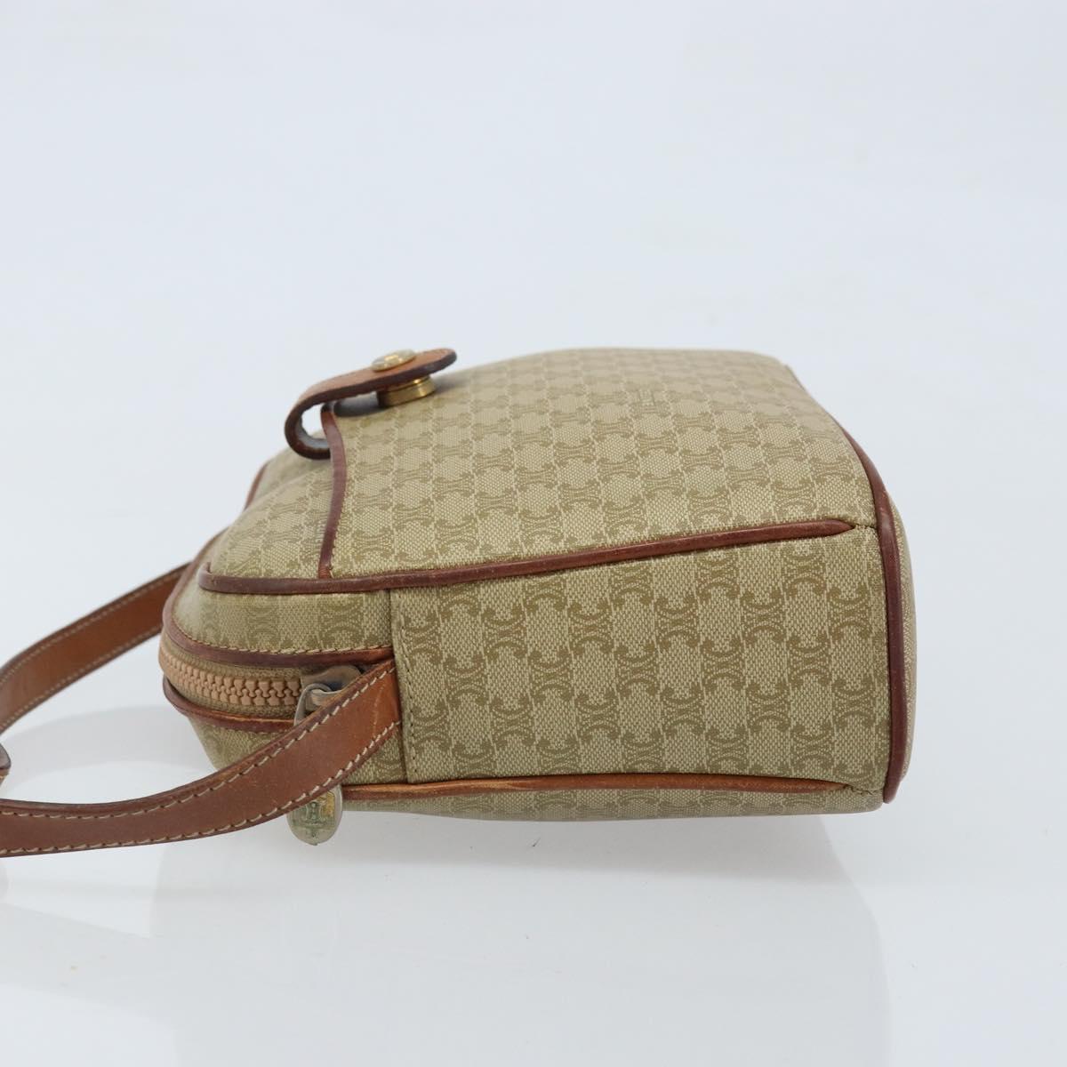 CELINE Macadam Canvas Shoulder Bag PVC Beige Gold Auth LNZ711