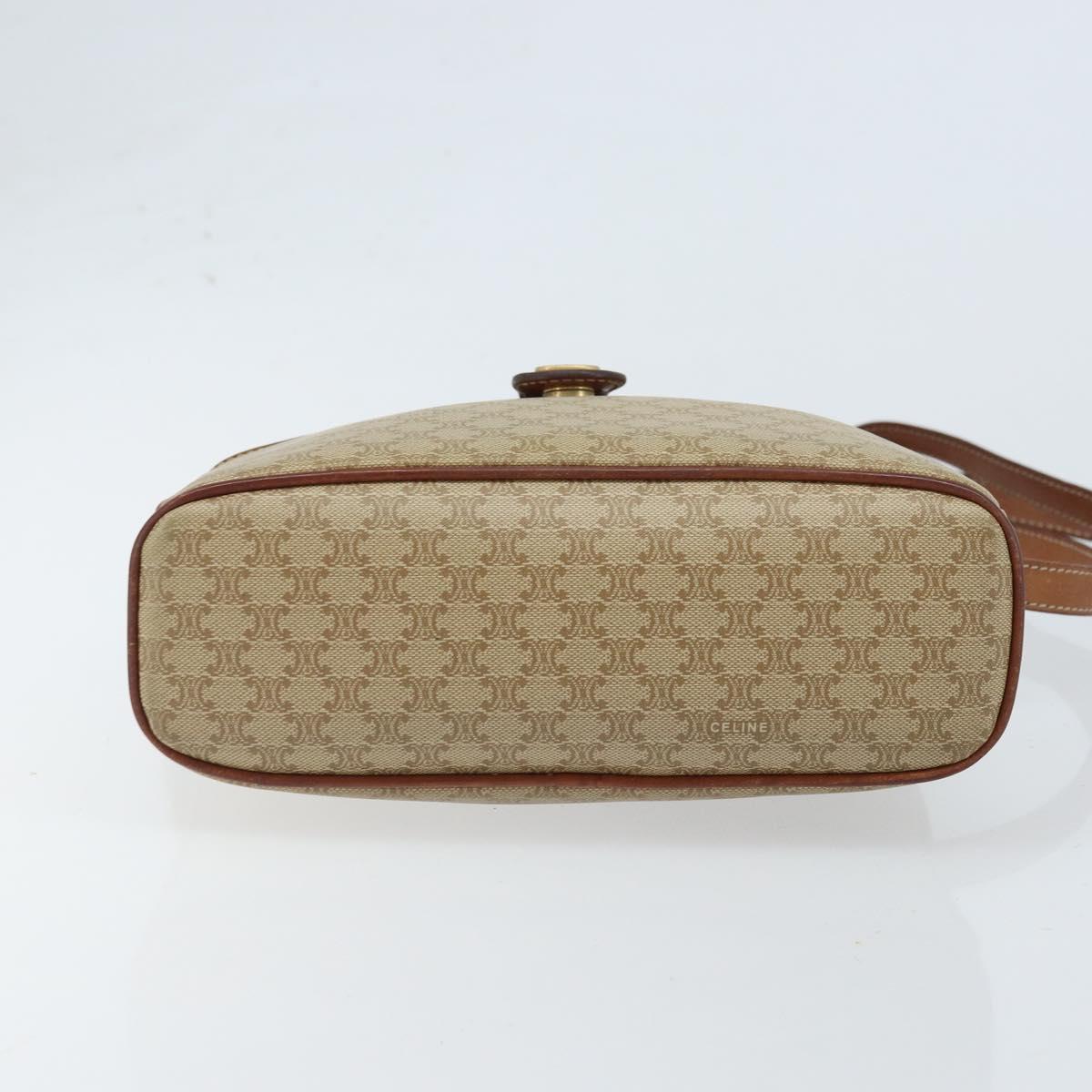 CELINE Macadam Canvas Shoulder Bag PVC Beige Gold Auth LNZ711