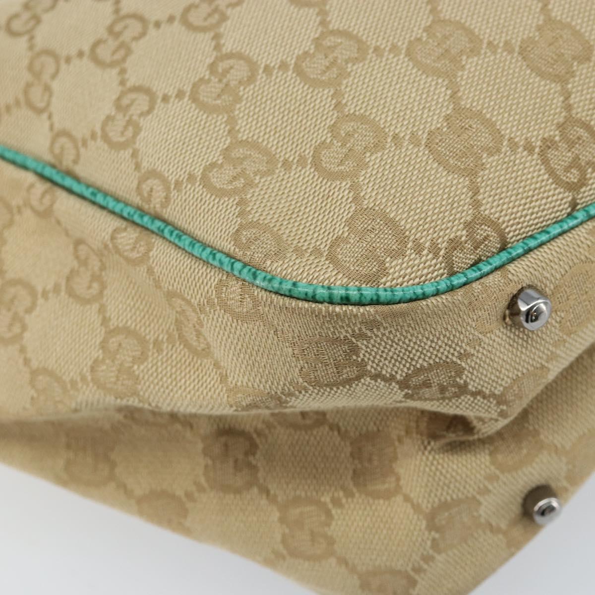 GUCCI GG Canvas Hand Bag Beige Silver 113017 Auth LNZ712