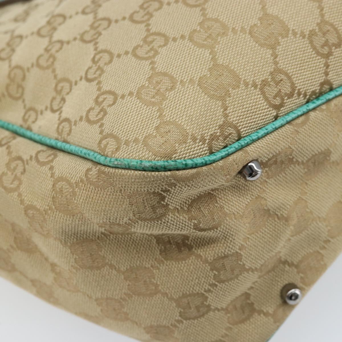 GUCCI GG Canvas Hand Bag Beige Silver 113017 Auth LNZ712