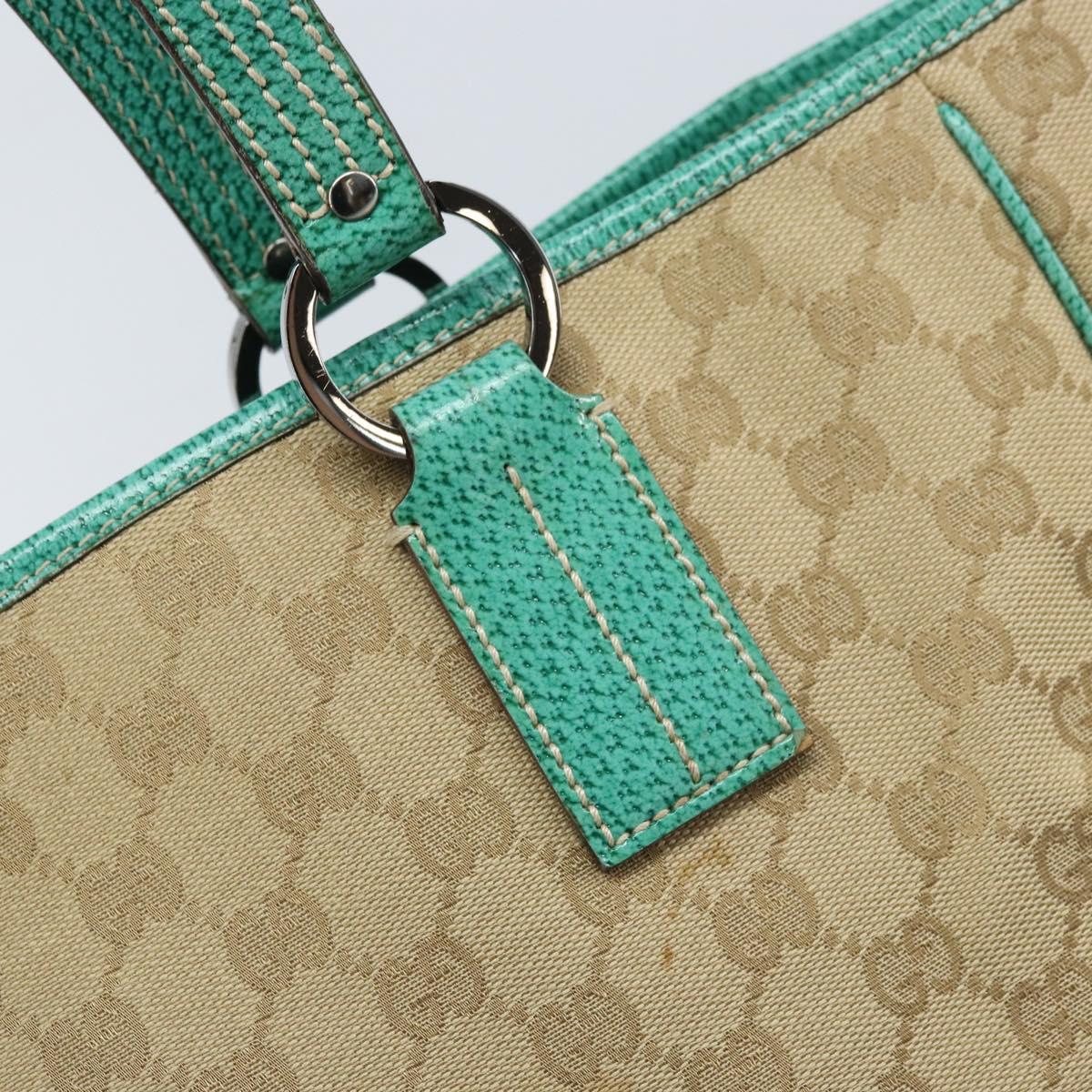 GUCCI GG Canvas Hand Bag Beige Silver 113017 Auth LNZ712