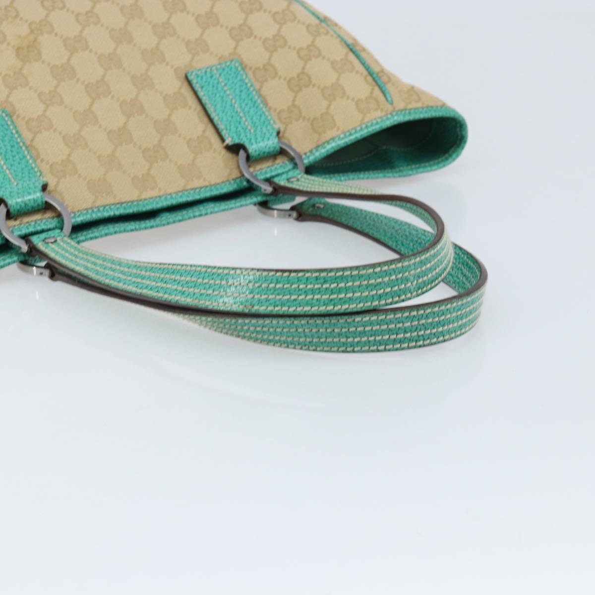 GUCCI GG Canvas Hand Bag Beige Silver 113017 Auth LNZ712