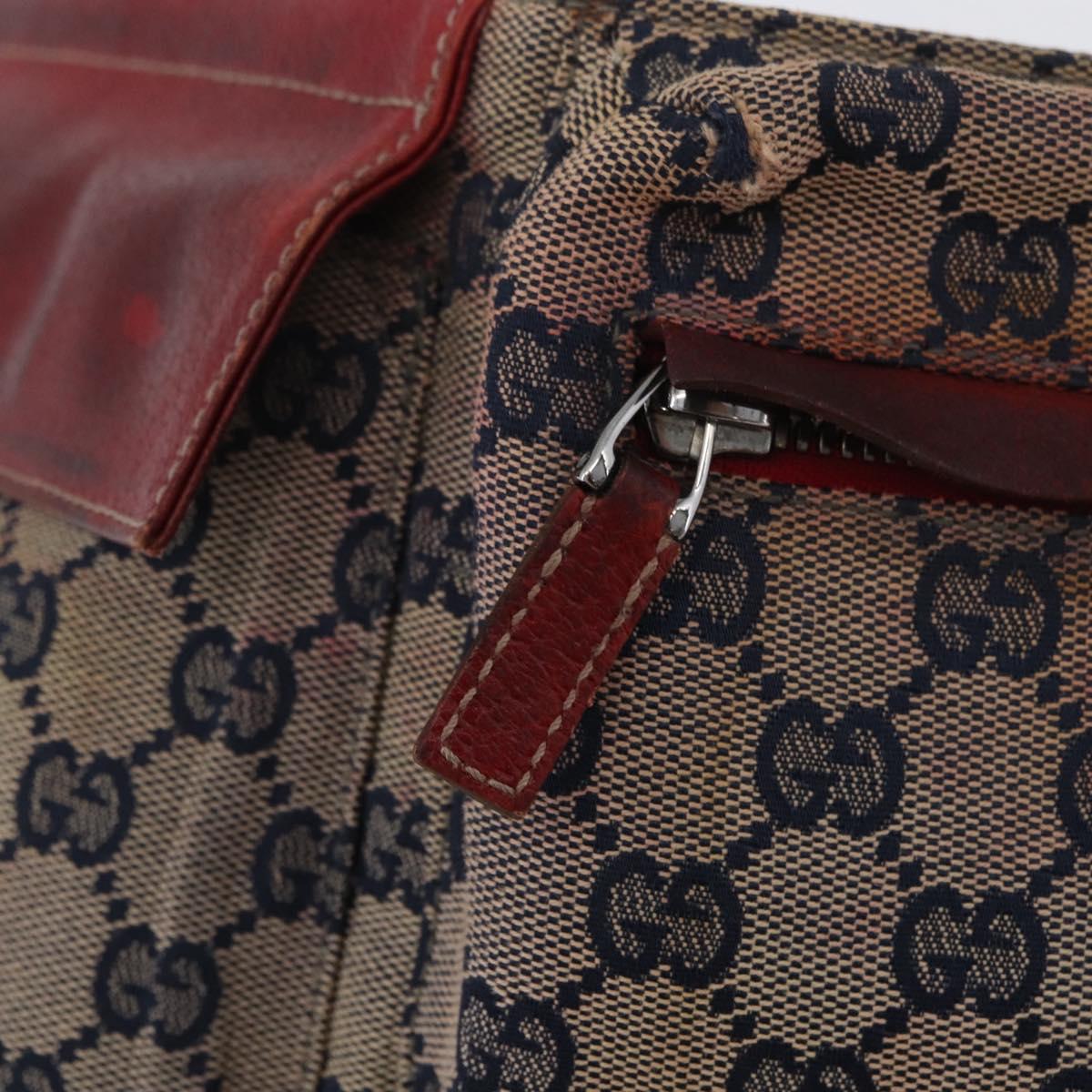 GUCCI GG Canvas Sherry Line Waist bag Beige Silver 28566 Auth LNZ713