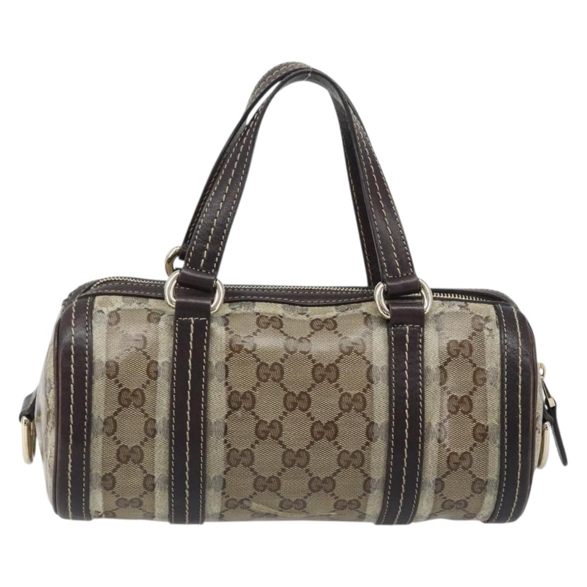 GUCCI GG Crystal Duchessa Hand Bag Coated Canvas Beige Gold Auth LNZ715