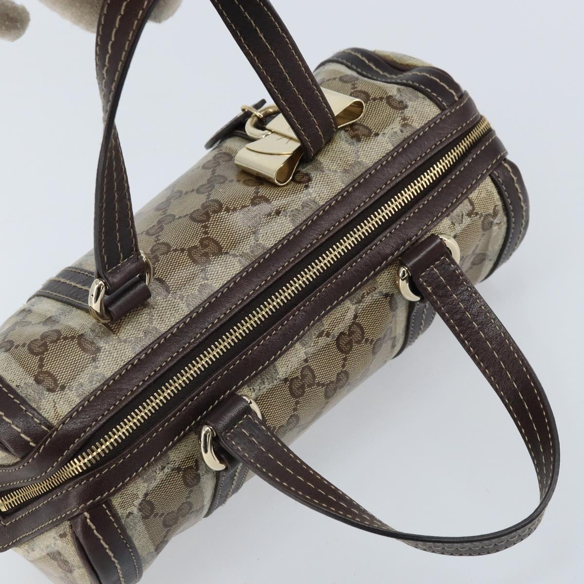 GUCCI GG Crystal Duchessa Hand Bag Coated Canvas Beige Gold Auth LNZ715