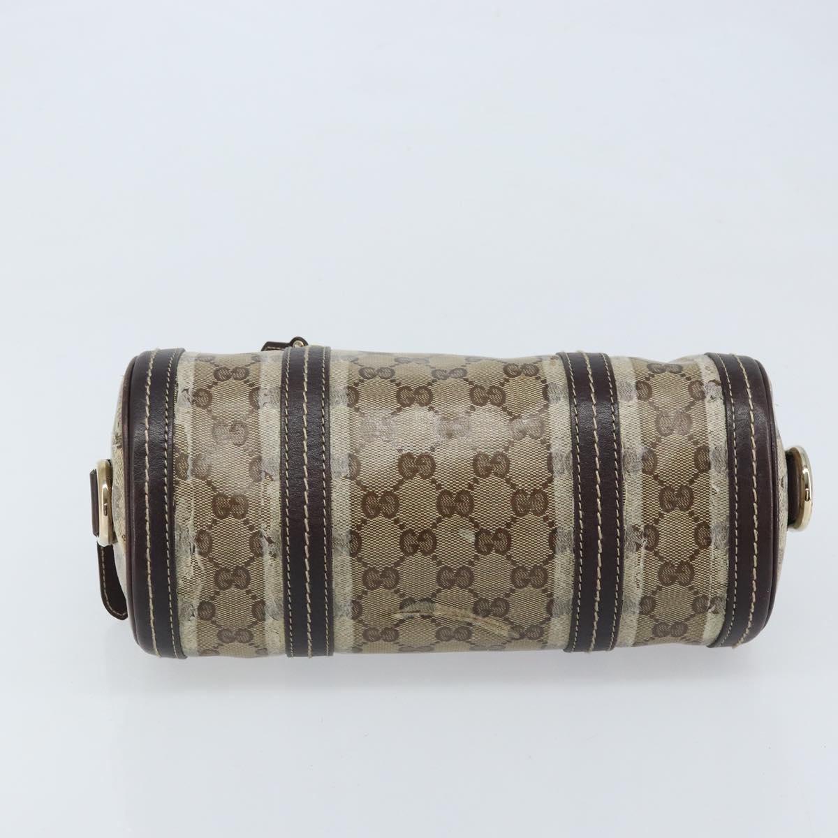 GUCCI GG Crystal Duchessa Hand Bag Coated Canvas Beige Gold Auth LNZ715