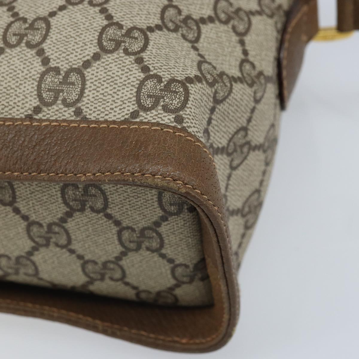 GUCCI GG Supreme Web Sherry Line Bag PVC Beige Gold 904 02 069 Auth LNZ716