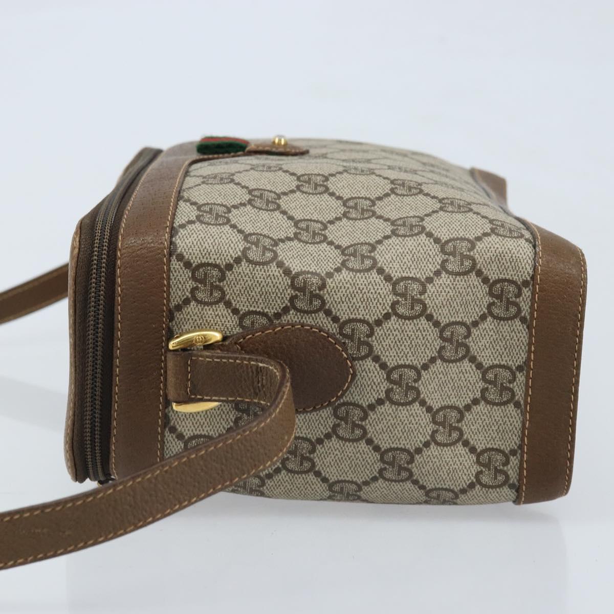 GUCCI GG Supreme Web Sherry Line Bag PVC Beige Gold 904 02 069 Auth LNZ716