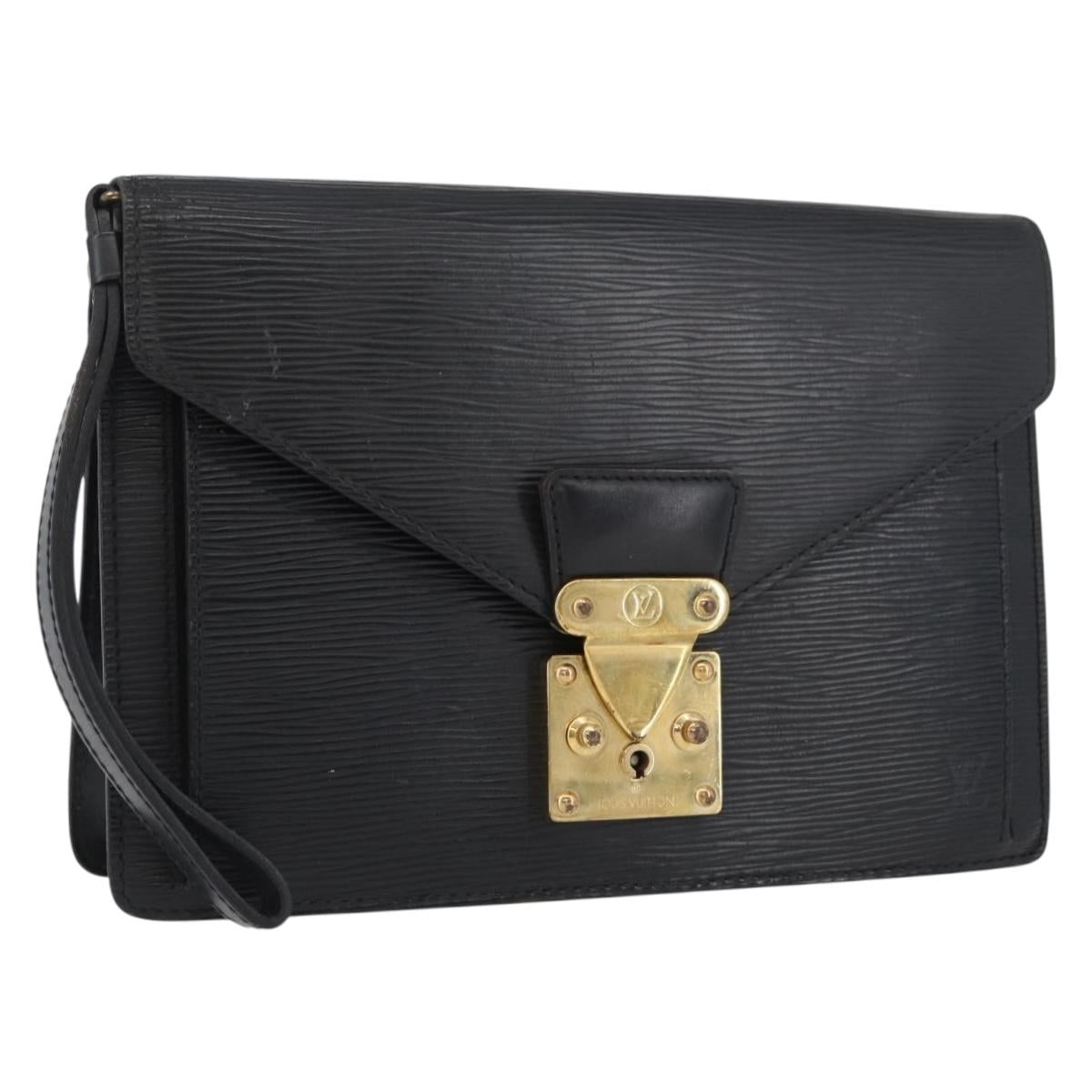 LOUIS VUITTON Epi Serie Dragonne Clutch Bag Black Noir M52612 LV Auth LNZ734
