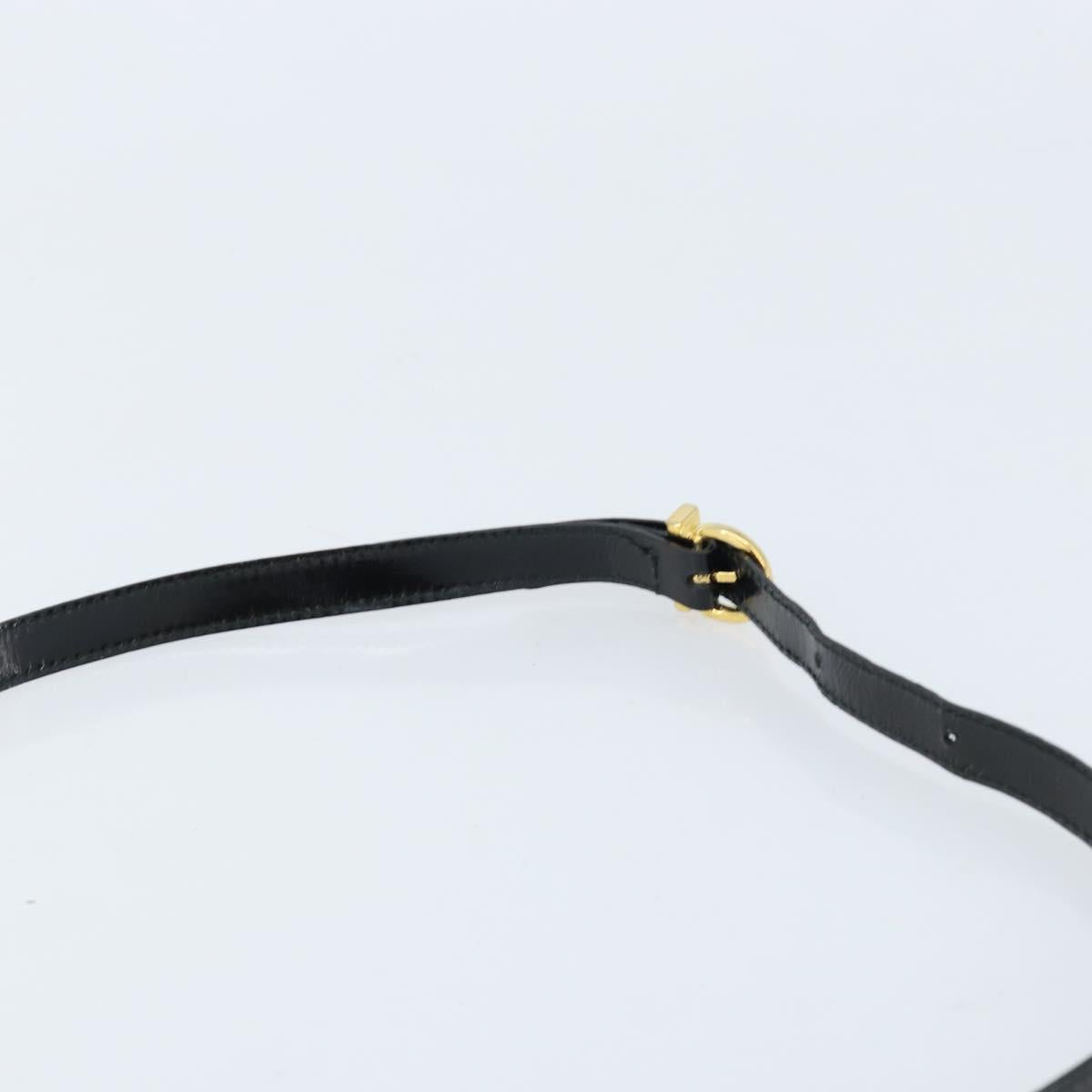 Salvatore Ferragamo Vala Hand Bag Patent leather 2way Black Gold Auth LNZ738