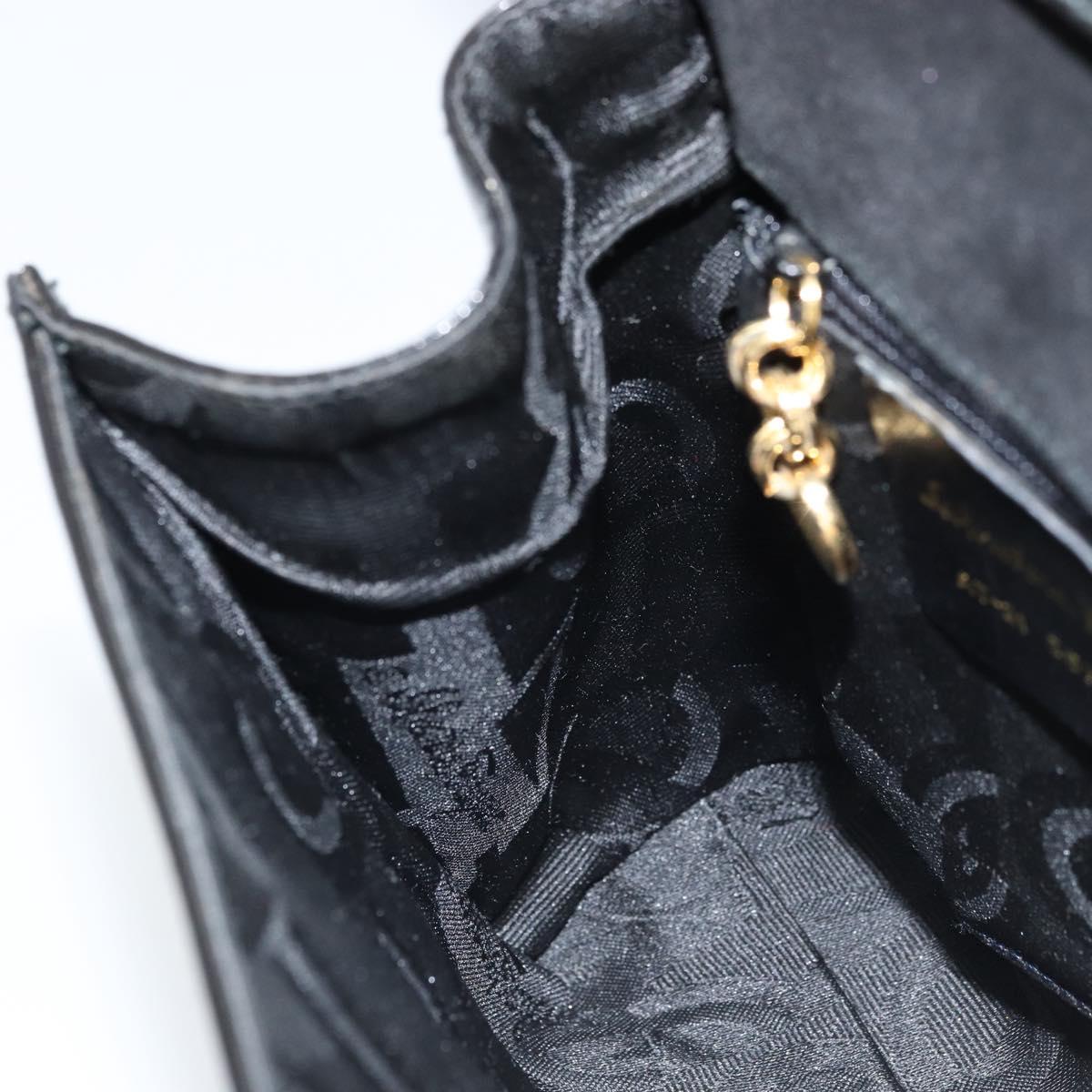 Salvatore Ferragamo Vala Hand Bag Patent leather 2way Black Gold Auth LNZ738