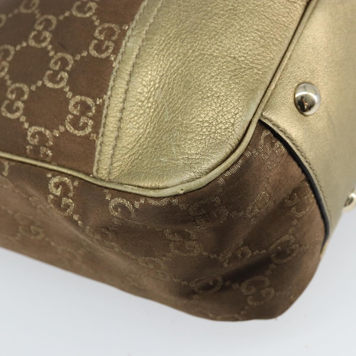 GUCCI GG Canvas Tote Bag Brown Gold 163805 Auth LNZ740