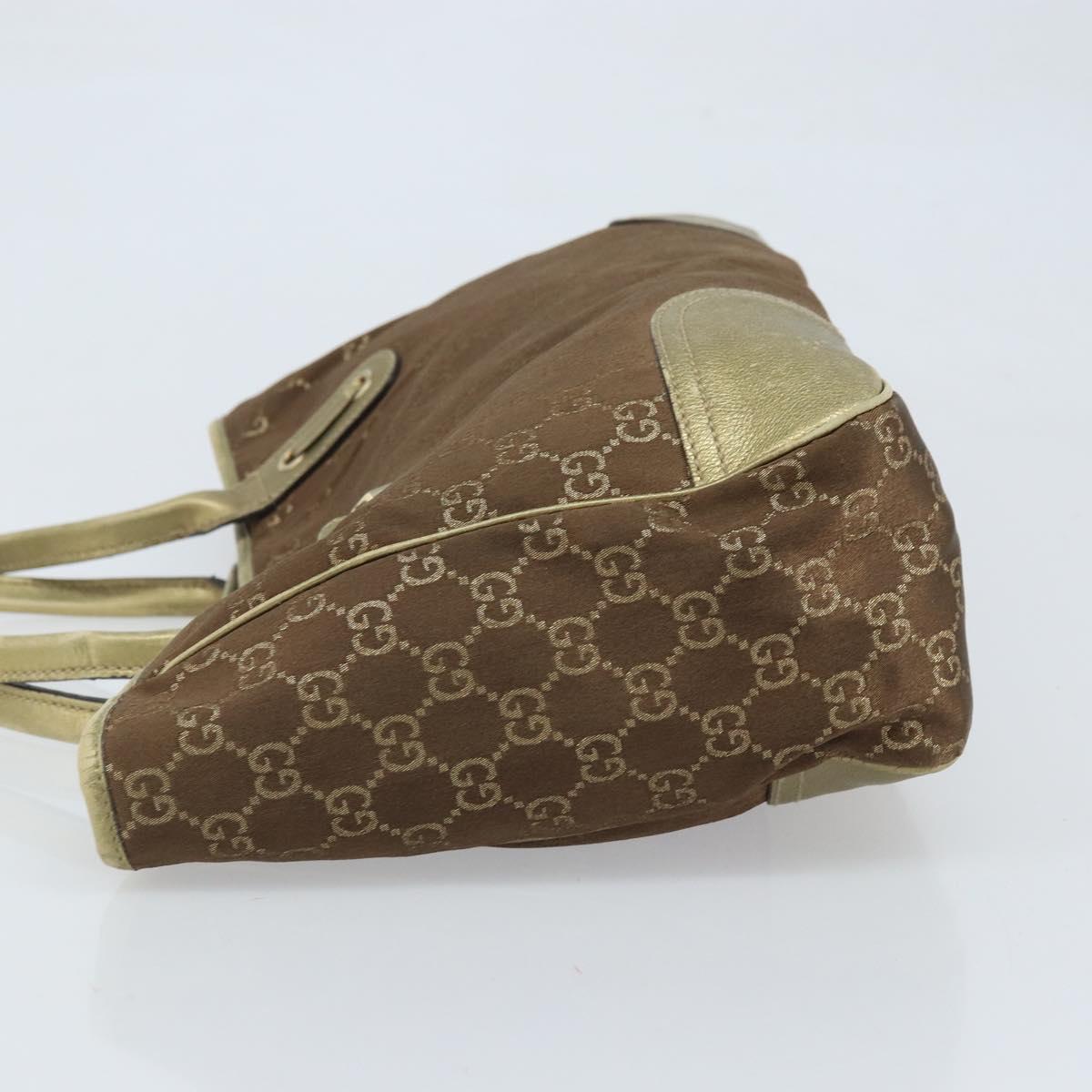 GUCCI GG Canvas Tote Bag Brown Gold 163805 Auth LNZ740