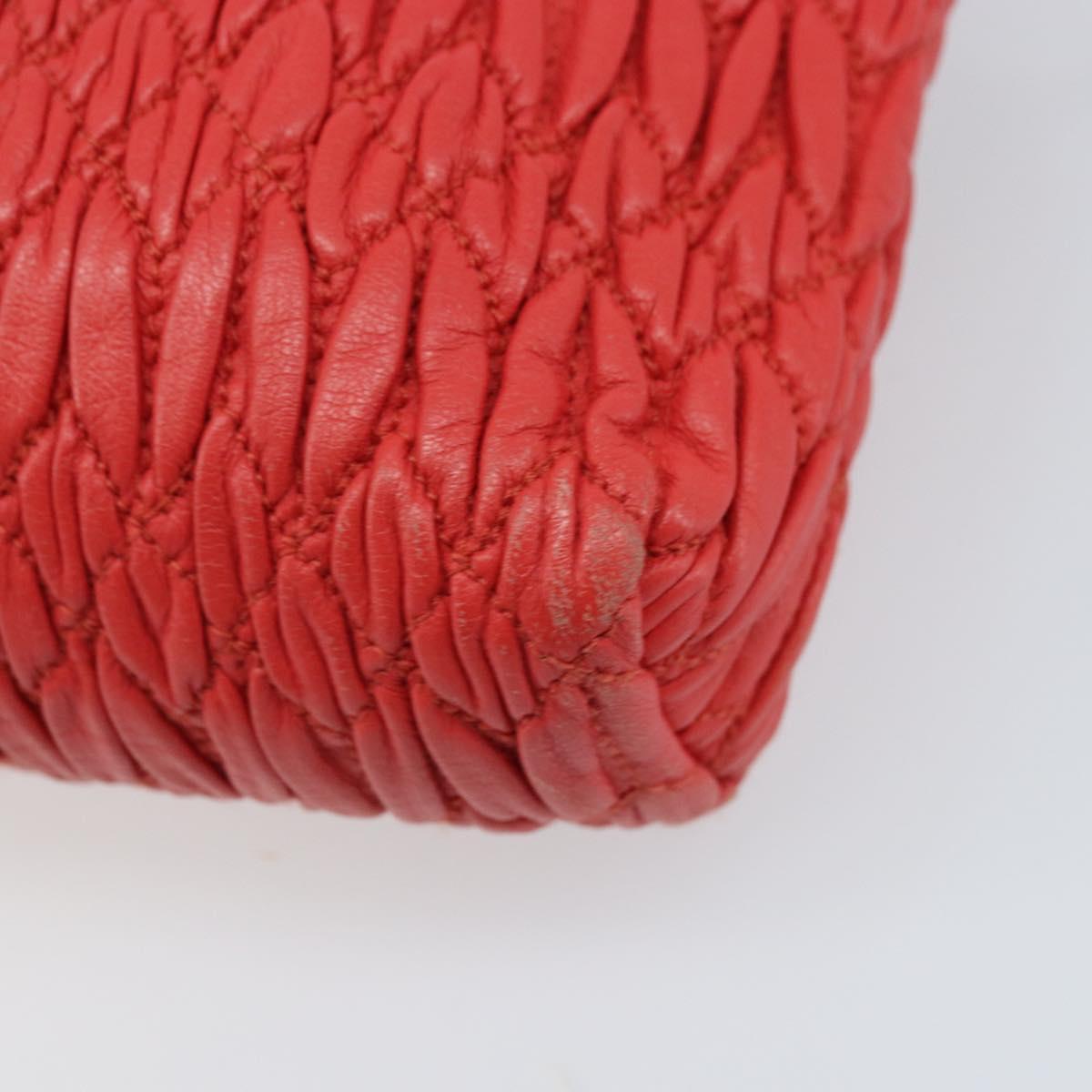 Miu Miu Matelasse Shoulder Bag Leather 2way Red Gold Auth LNZ743V
