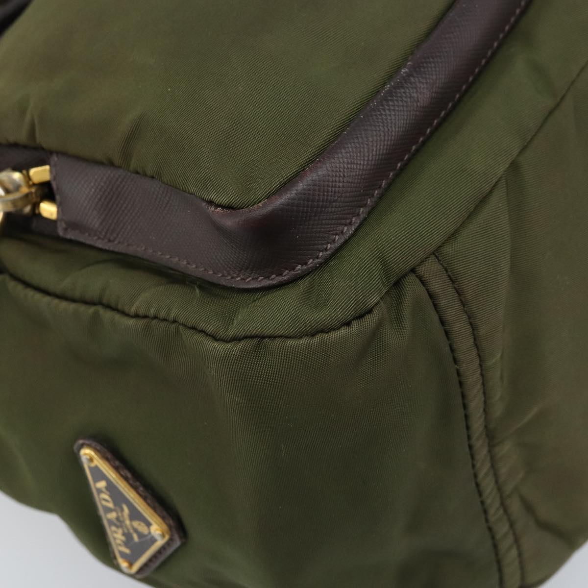 PRADA Shoulder Bag Nylon Khaki Gold Auth LNZ745
