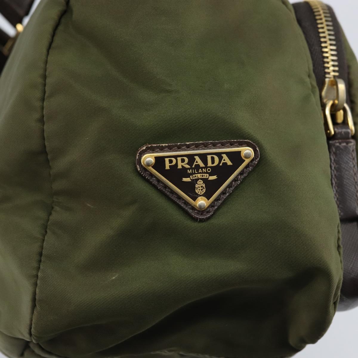 PRADA Shoulder Bag Nylon Khaki Gold Auth LNZ745