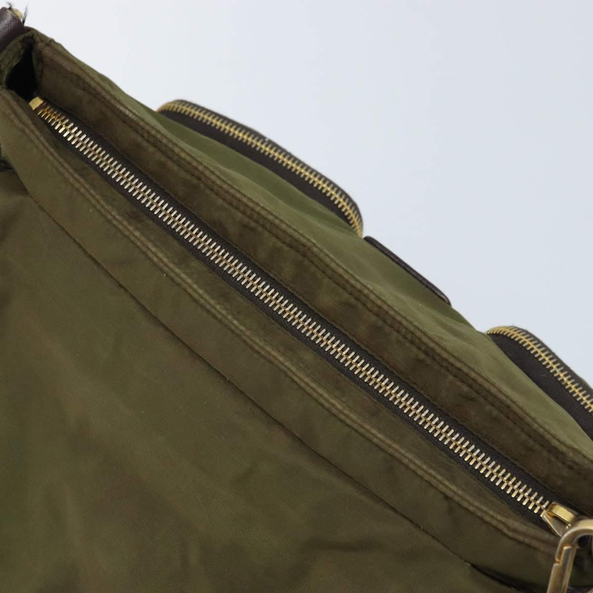 PRADA Shoulder Bag Nylon Khaki Gold Auth LNZ745
