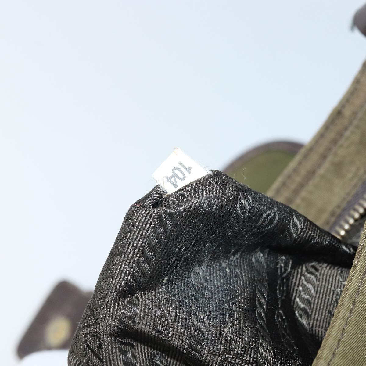PRADA Shoulder Bag Nylon Khaki Gold Auth LNZ745