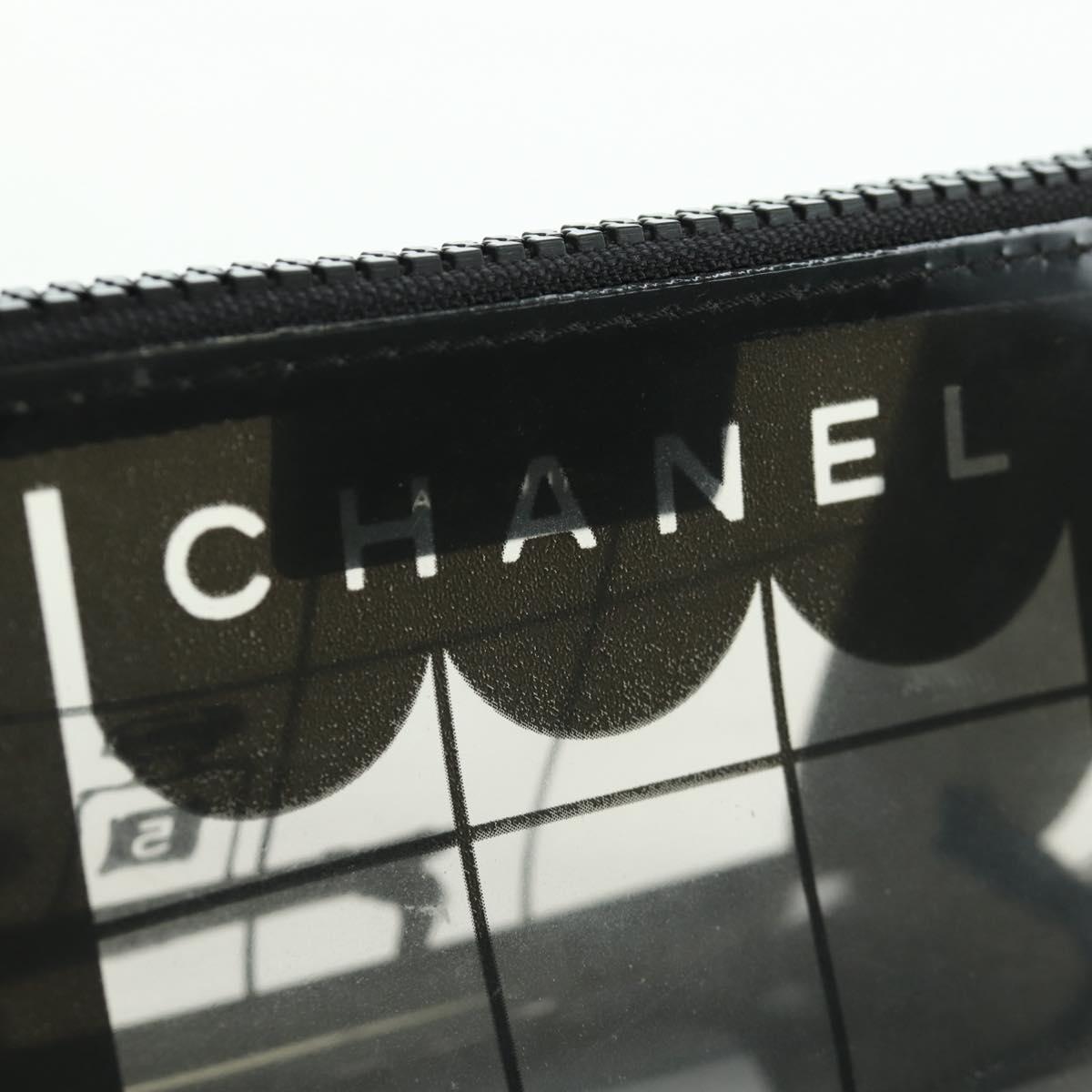 CHANEL Window Line Pouch Vinyl Clear Silver CC Auth LNZ748V