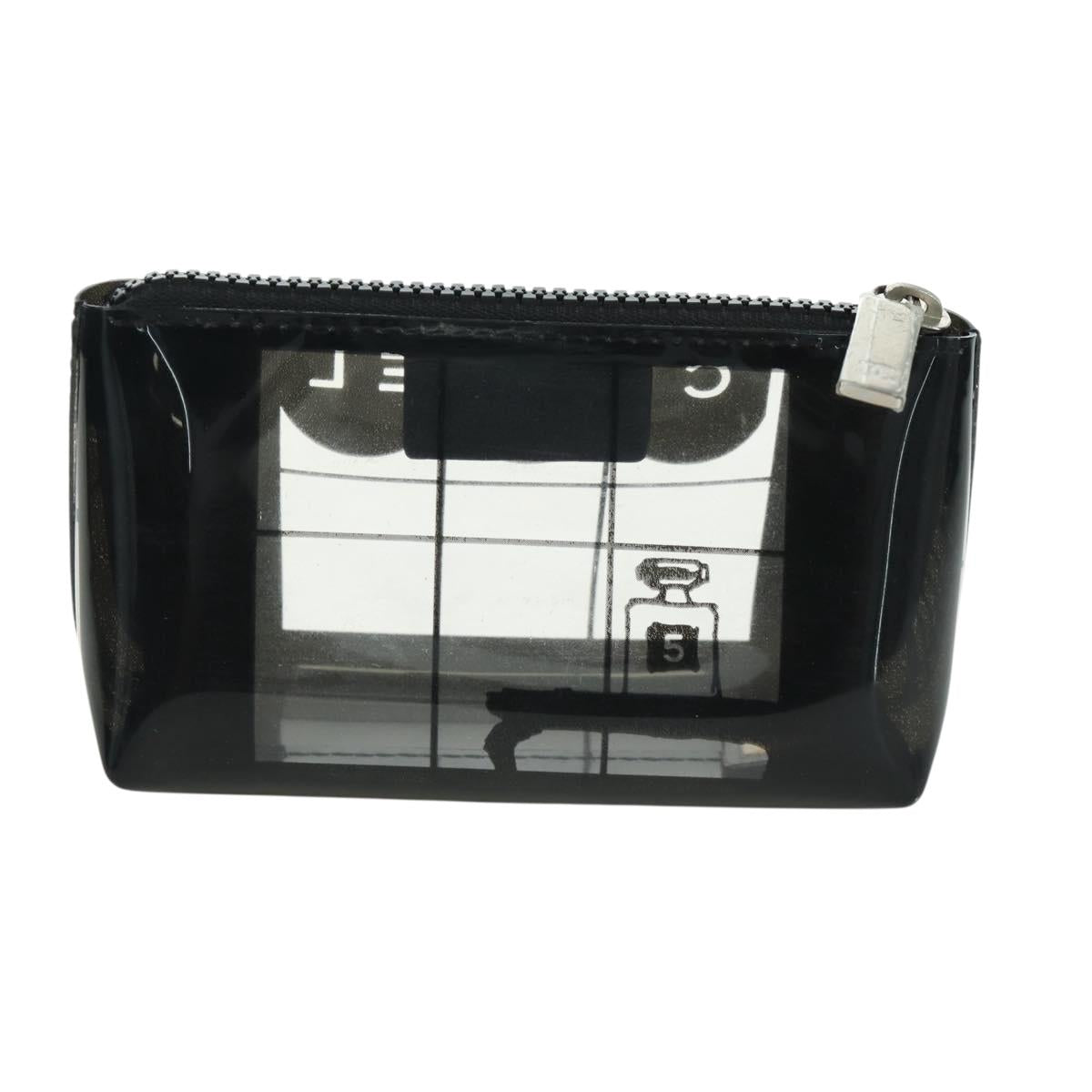 CHANEL Window Line Pouch Vinyl Clear Silver CC Auth LNZ748V