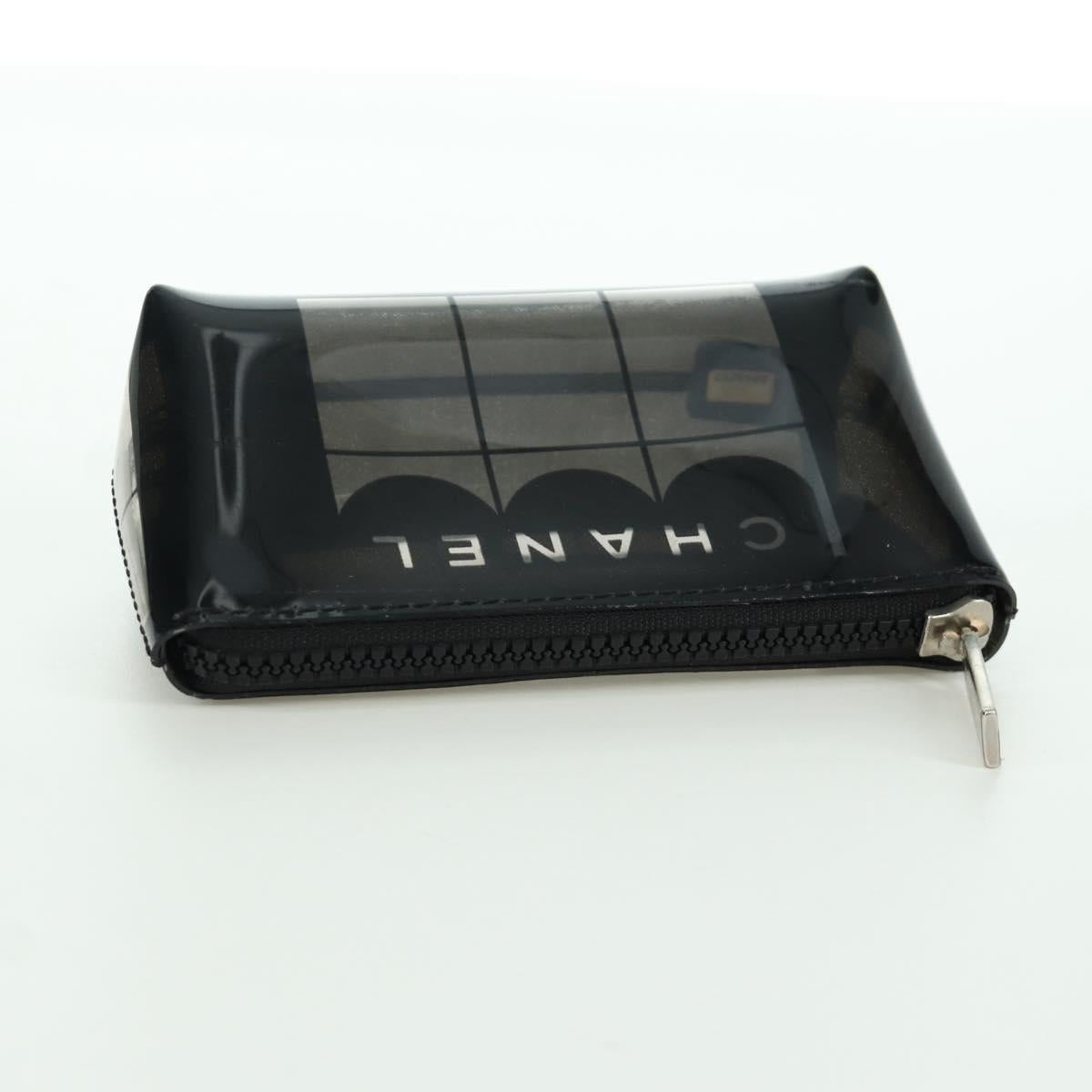 CHANEL Window Line Pouch Vinyl Clear Silver CC Auth LNZ748V