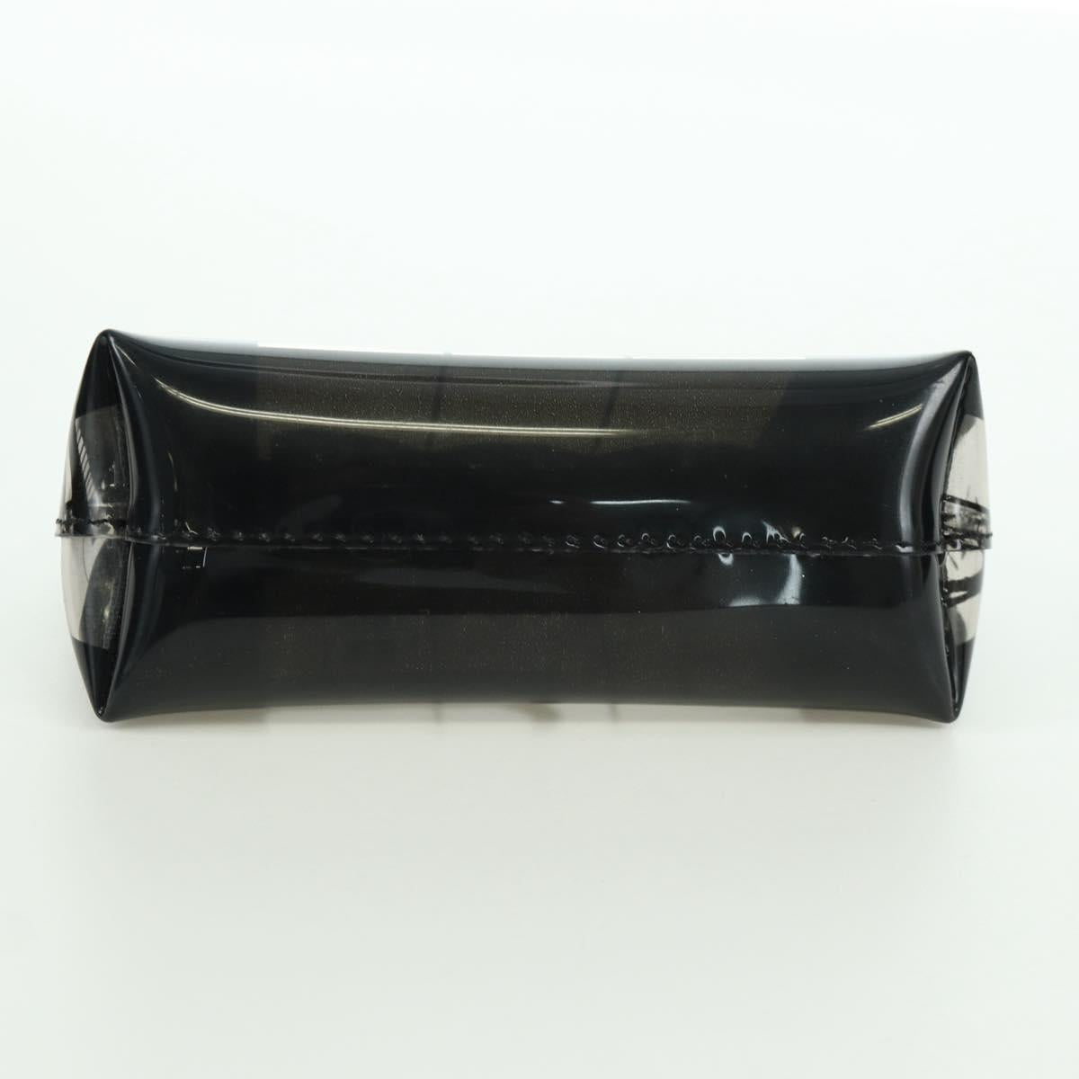 CHANEL Window Line Pouch Vinyl Clear Silver CC Auth LNZ748V