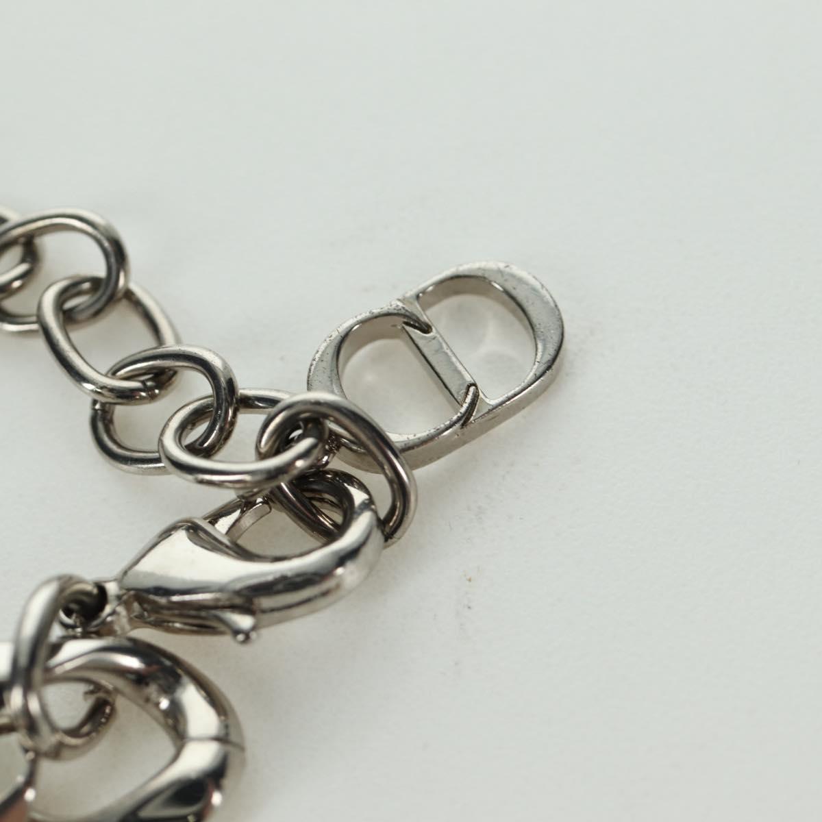 Christian Dior italic Necklace metal Silver Auth LNZ749M