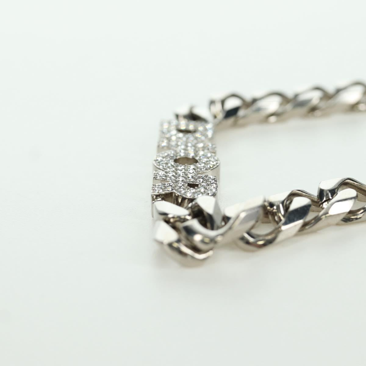 Christian Dior italic Necklace metal Silver Auth LNZ749M