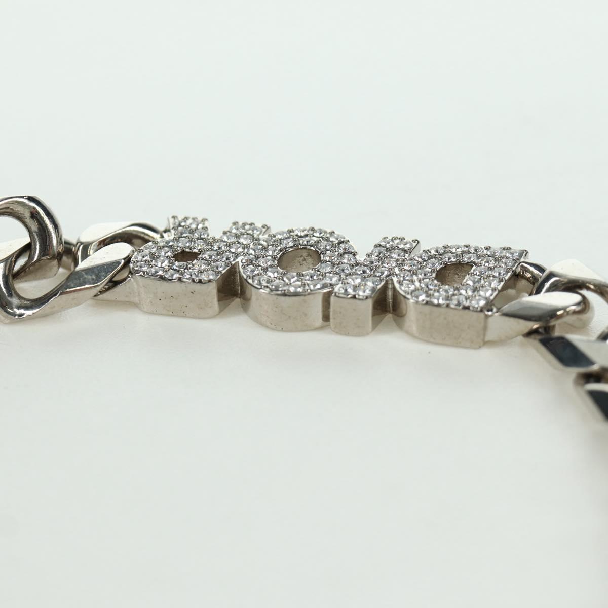 Christian Dior italic Necklace metal Silver Auth LNZ749M