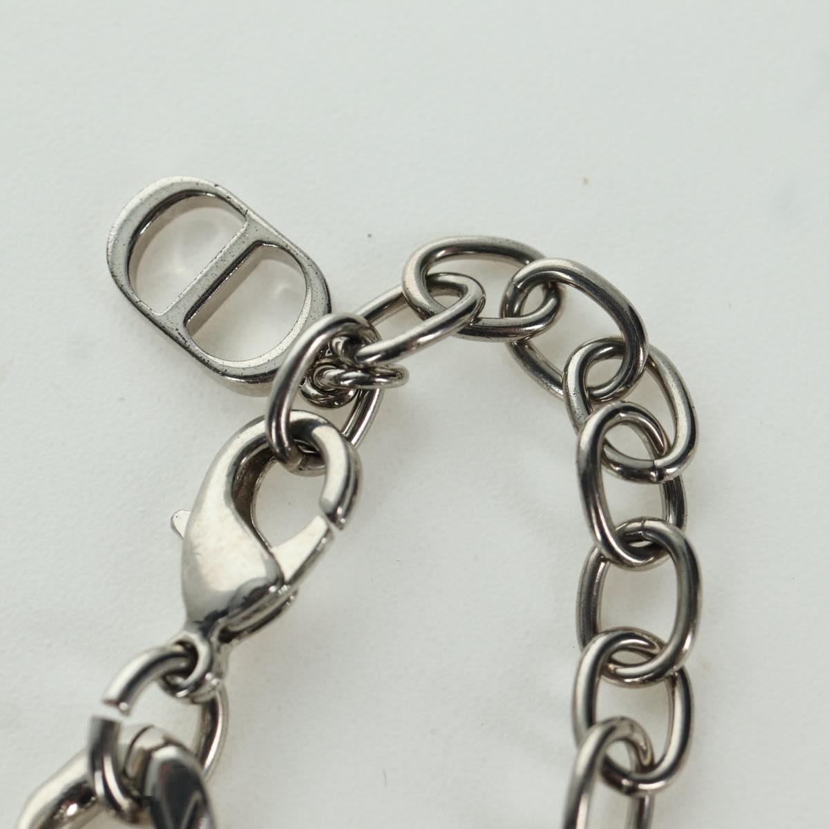 Christian Dior italic Necklace metal Silver Auth LNZ749M
