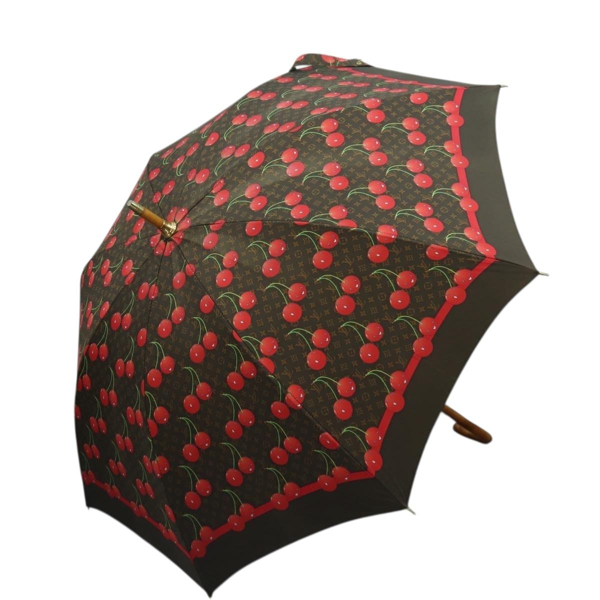 LOUIS VUITTON Monogram Cherry Umbrella Polyester Wood M70125 LV Auth LNZ750V