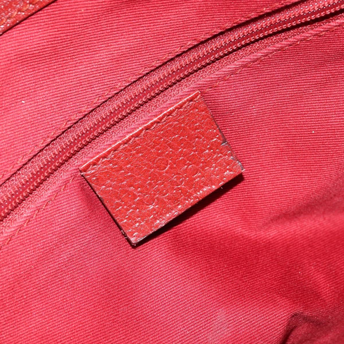 GUCCI GG Canvas Tote Bag Red Silver 113019 Auth LNZ757