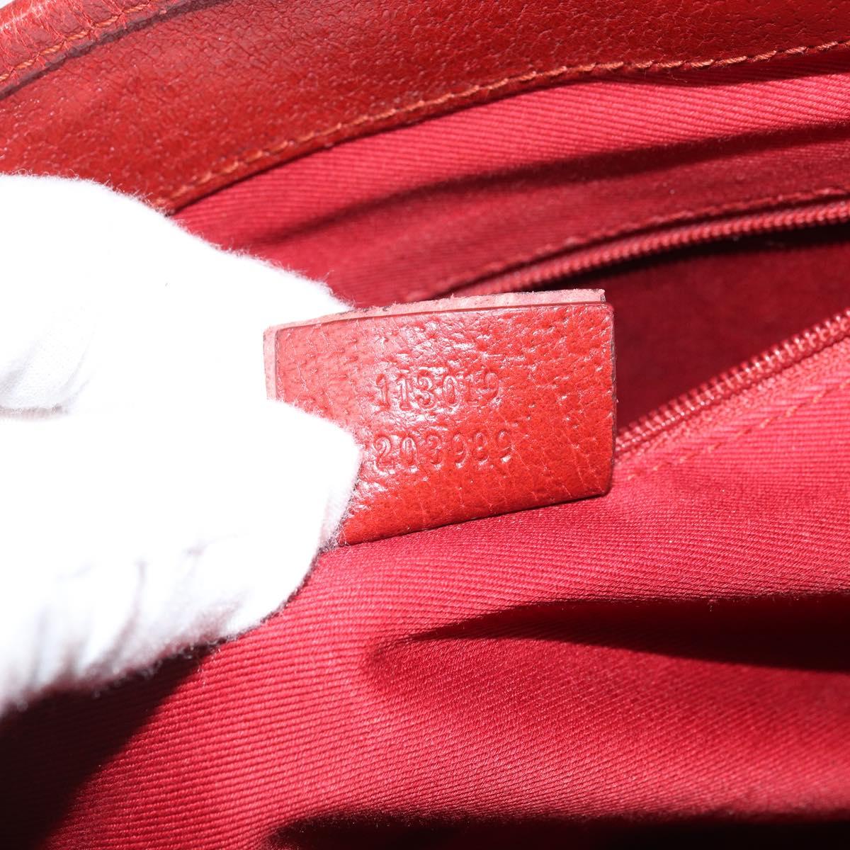 GUCCI GG Canvas Tote Bag Red Silver 113019 Auth LNZ757