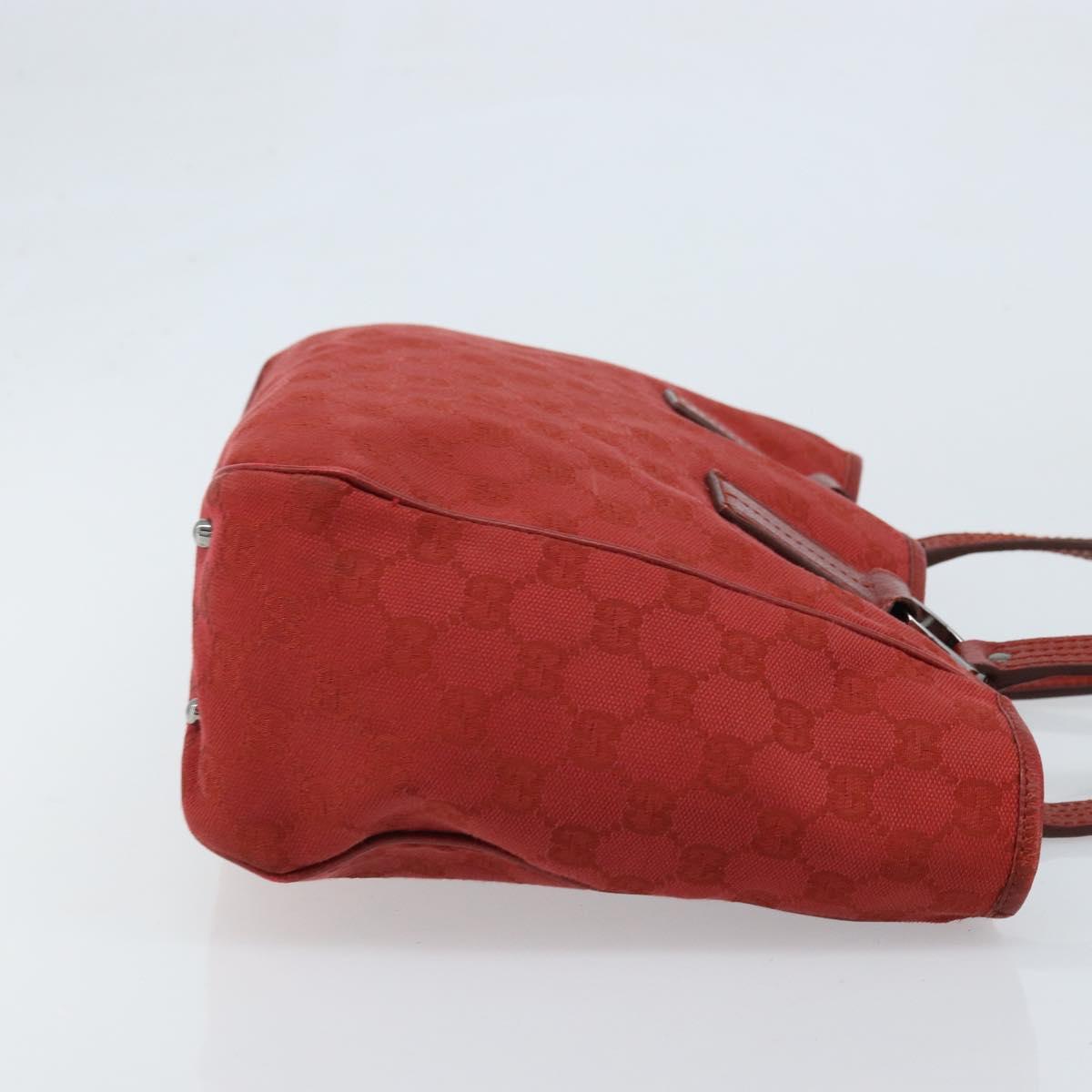 GUCCI GG Canvas Tote Bag Red Silver 113019 Auth LNZ757