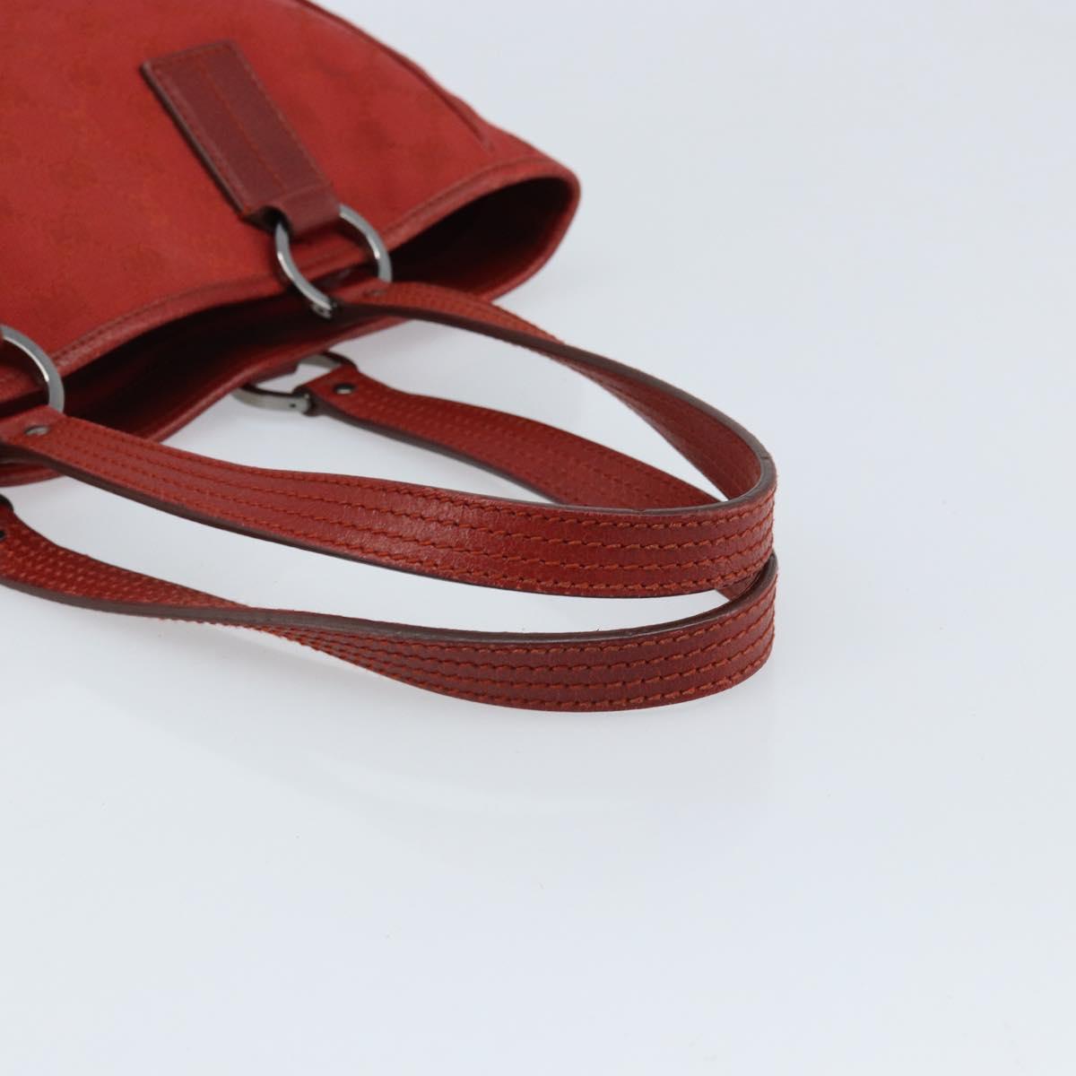 GUCCI GG Canvas Tote Bag Red Silver 113019 Auth LNZ757