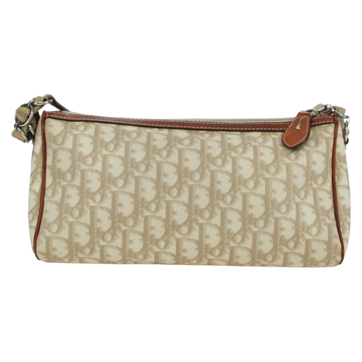Christian Dior Trotter Canvas Romantic Bag PVC Ivory Silver Auth LNZ758SAV