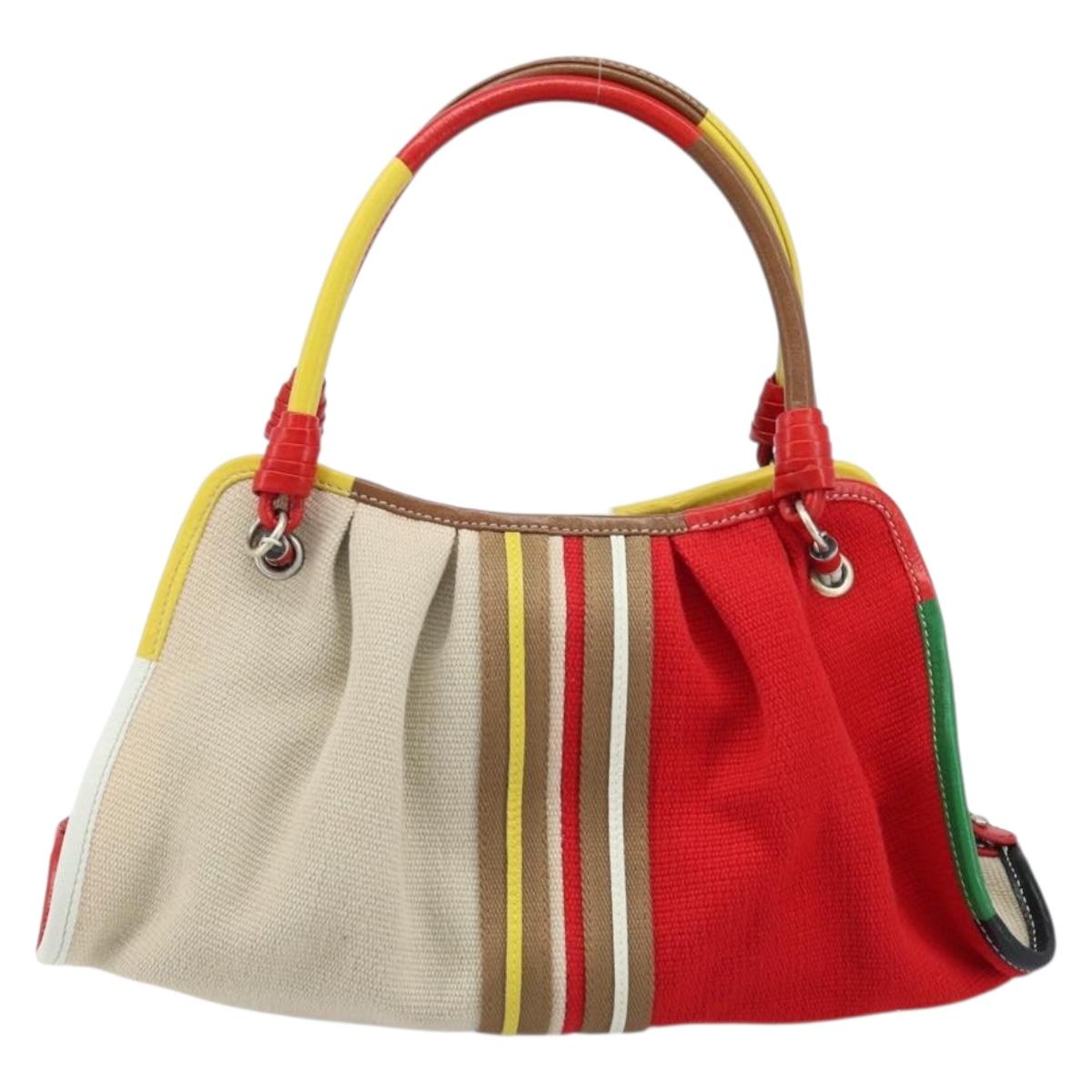 BOTTEGA VENETA Hand Bag Canvas Outlet Multicolor Silver Auth LNZ759V