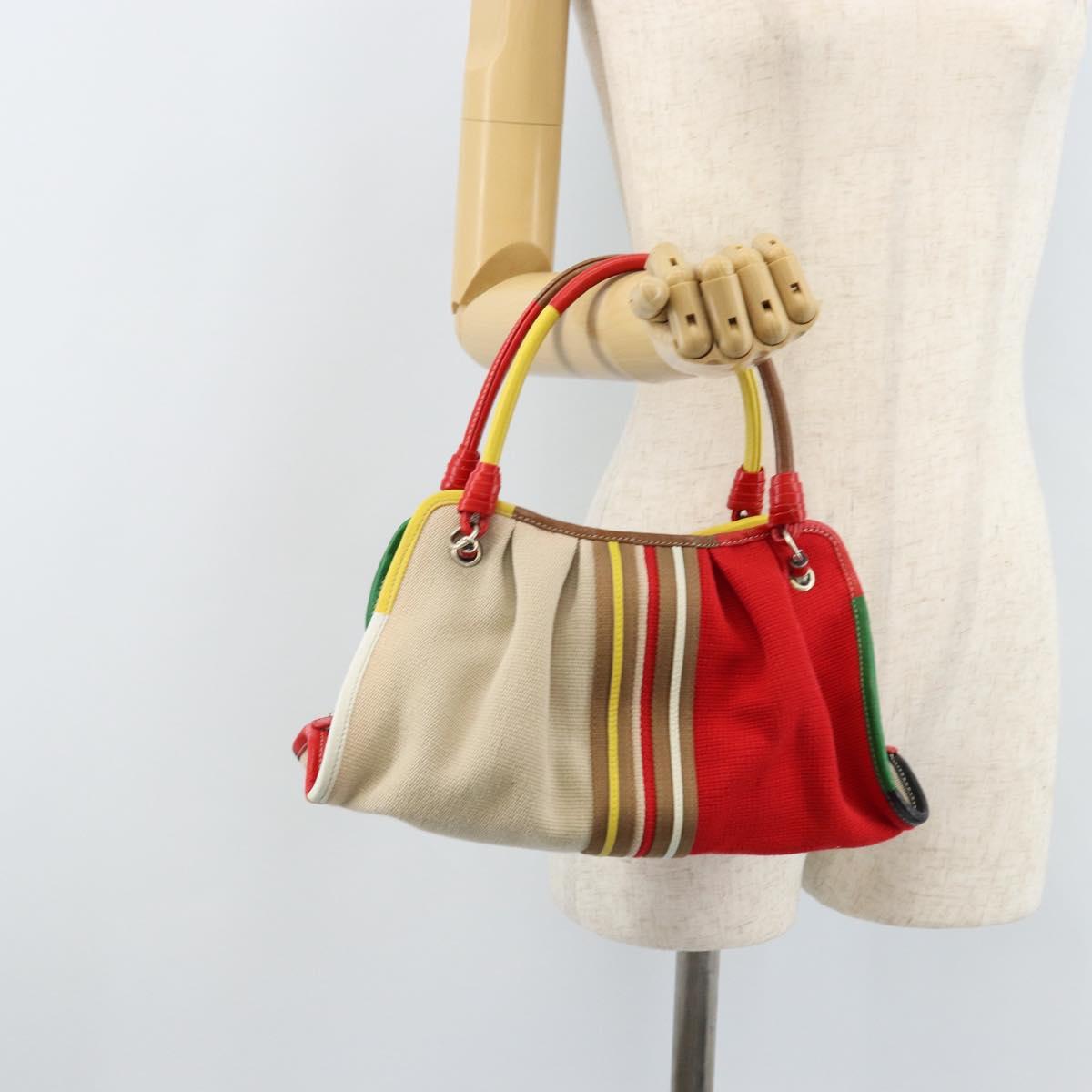 BOTTEGA VENETA Hand Bag Canvas Outlet Multicolor Silver Auth LNZ759V
