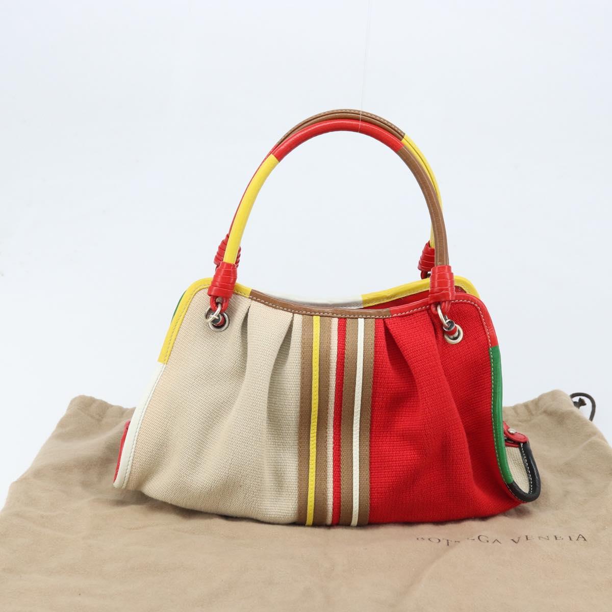 BOTTEGA VENETA Hand Bag Canvas Outlet Multicolor Silver Auth LNZ759V